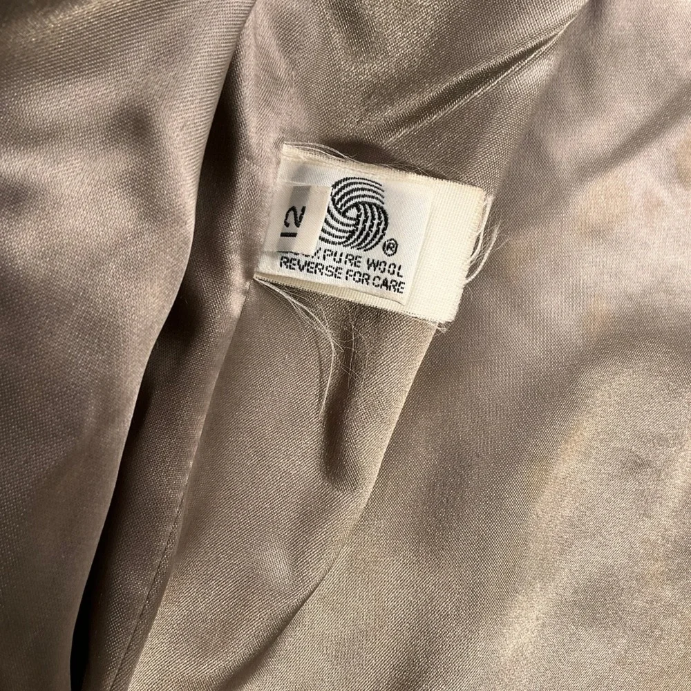 Josh Evan Pea Coat Women 12 Gray Beige Neutral Tweed Wool Double Classic USA VTG
